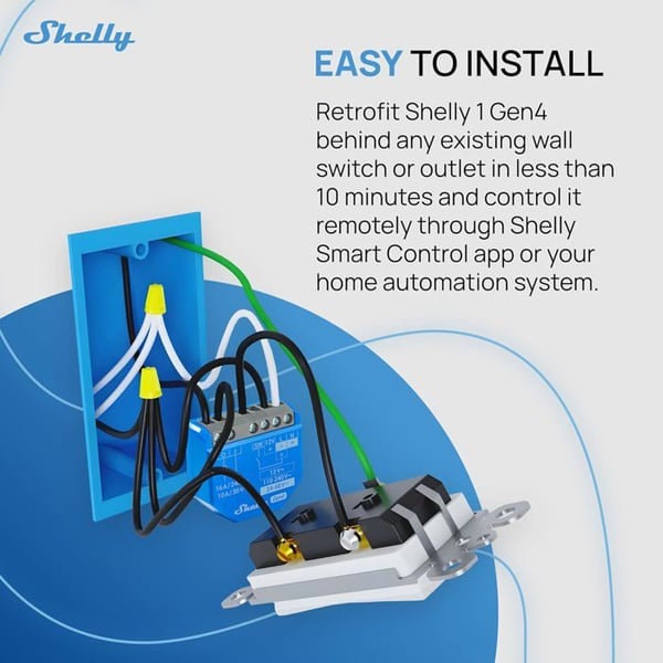 Module Strömbrytare - SHELLY - Shelly 1 Gen4 - Zigbee, Wi-Fi - 16A - Kompatibel med Alexa, Google