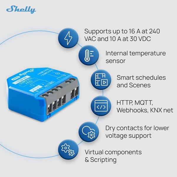 Module Strömbrytare - SHELLY - Shelly 1 Gen4 - Zigbee, Wi-Fi - 16A - Kompatibel med Alexa, Google