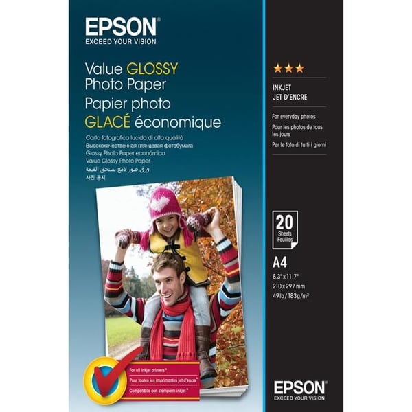 Fotopapper - EPSON - Value - Glansigt - A4 - 183 g/m² - 20 ark