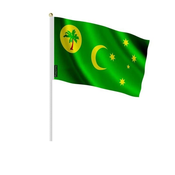 Mini Flagga för Cocosöarna – 30 x 45 cm – Att Hålla i Hand – Polyester – 1 styck – Pixelforma