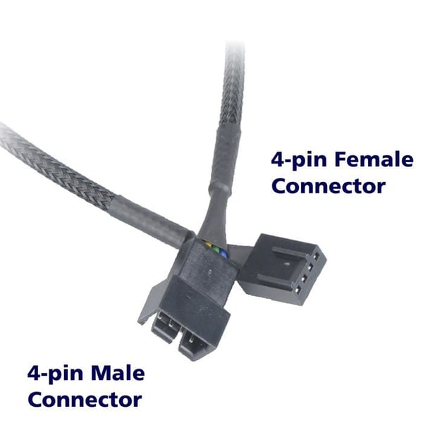 Forlængerledning til ventilator - AKASA - AK-CBFA01-KT04 - 4 stik - 300 mm - Sort