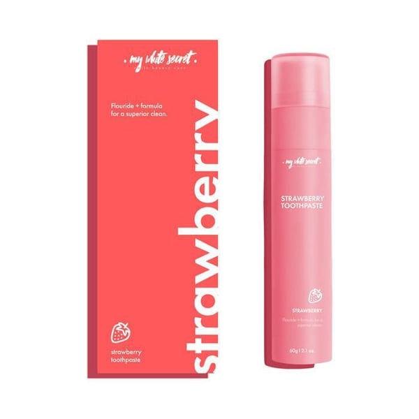 Tandkräm - MIN VITAHEMLIGHET - Jordgubbe - 60 ml - Fluor+ - Utan konserveringsmedel