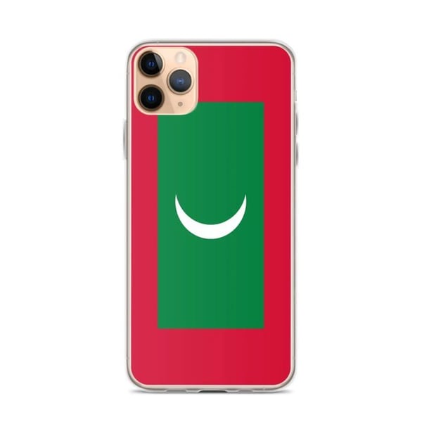 Mobilskal – Maldivernas flagga – Kompatibel med iPhone 11 Pro Max – Flexibelt fodral – Slitstarkt och stöttåligt – Silikon – Pixelforma