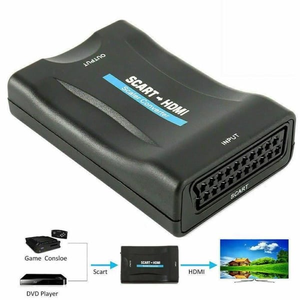 Adapter - ISONIX - Scart til HDMI - 1080P - Plug and Play - Sort