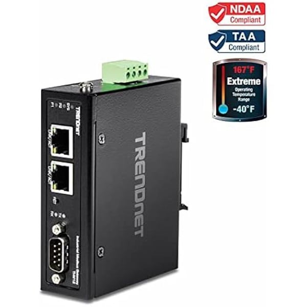 Passerelle Modbus Industriell - TRENDNET - TI-M12 - 1 Port Seriell DB-9 - 2 Portar Fast Ethernet - DHCP Stöd