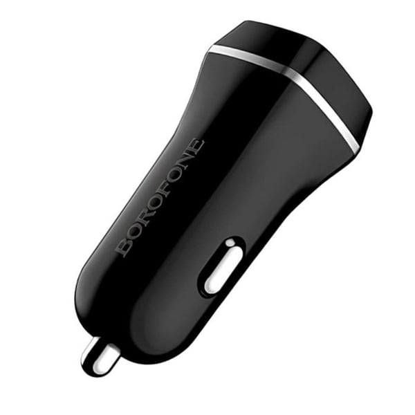 Bilar Laddare - BOROFONE - 2 USB-portar - Lightning Kabel - Hållbar Polykarbonat - Svart