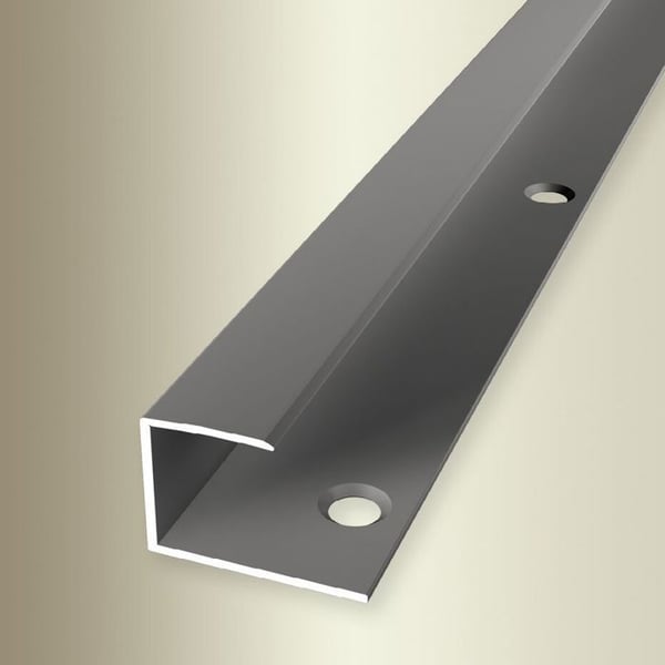 PROVISTON Ramprofil l 23 mm H 14 - 15.5 mm L 2700 mm Anodiserad aluminium Slät Rostfritt stål Fördjupad borrning