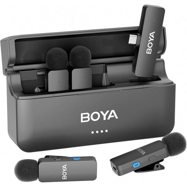 Boya BY-V4U Trådlös Mikrofon för iPhone 15 Android Typ C Smartphone Trådlös Lapel Mikrofon för Video Podcast Intervju Streaming