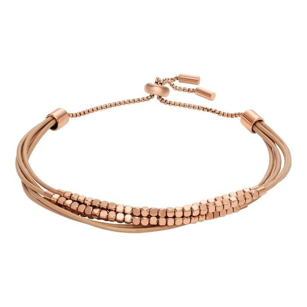 FOSSIL Brunt armband för kvinnor - All Stacked Up Läderarmband 265299