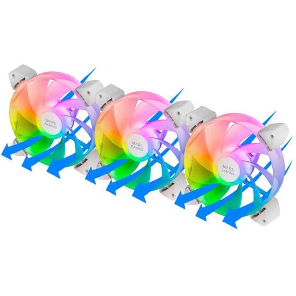 Fläktar - MARS GAMING - MF-3AR - ARGB-belysning 360° - Inverterade blad - 120mm