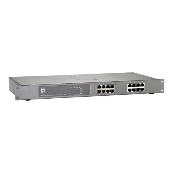 Kommuntator - LOGILINK - FEP-1612W120 - 16 x 10/100 - PoE+ (480 W) - Rackmonterbar
