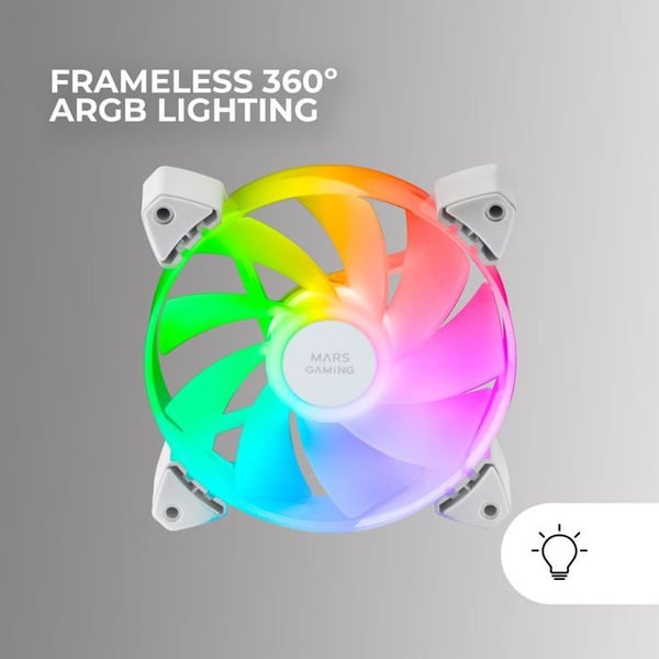 Fläktar - MARS GAMING - MF-3AR - ARGB-belysning 360° - Inverterade blad - 120mm