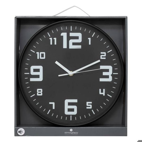 Klocka silver "Tystnad" svart D30cm - Atmosphera Inredningsdesigner