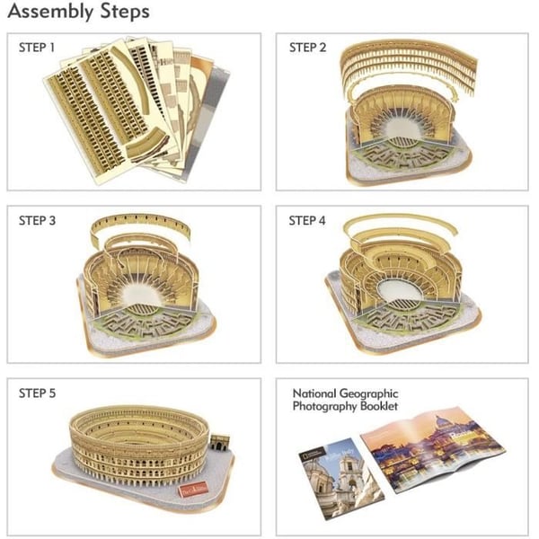 3D Puzzle Roman Colosseum - XTREM RAIDERS - Guide till Rom ingår - För barn - Arkitektur och monument