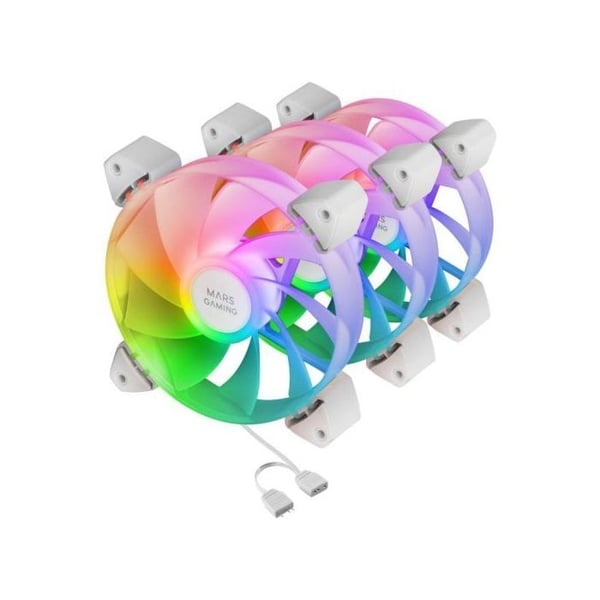Fläktar - MARS GAMING - MF-3AR - ARGB-belysning 360° - Inverterade blad - 120mm