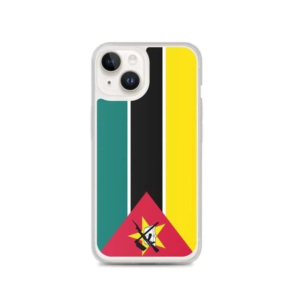 Telefonfodral – Mozambiques flagga – Kompatibel med iPhone 14 – Mjuk etui – Slitstark och stöttålig – Silikon – Pixelforma