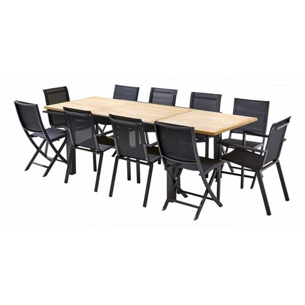 Trädgårdsmöbler Set Bali T 6 / 10 + F 6 + C 4 Teak Svart Wilsa Garden