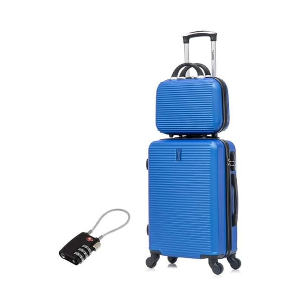 Kabinväska 55x35x25cm med necessär | CELIMS Weekendväska | ABS | Lås | 4 hjul 360 | Blå