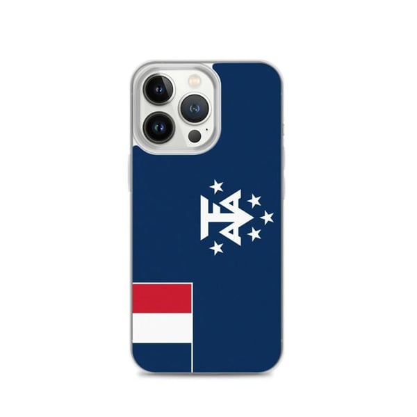 Mobilskal – Franska Antarktis flagga – Kompatibel med iPhone 13 Pro – Mjuk skal – Slitstark och stötbeständig – Pixelforma