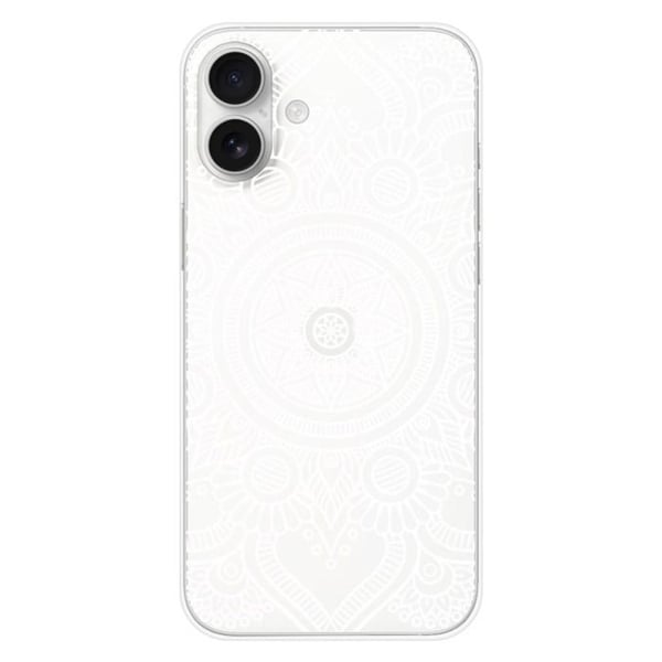 Tryckt silikonfodral som är kompatibelt med Apple iPhone 16 Plus White Mandala