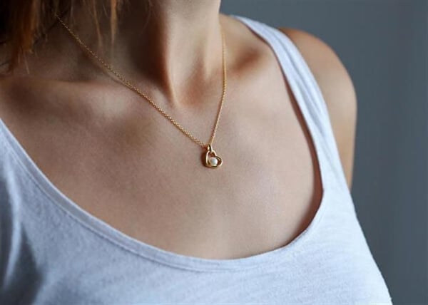 Halsband - BENETO - AGS1230/47P-GOLD - Guldpläterad - Sötvattenspärla - 45 cm