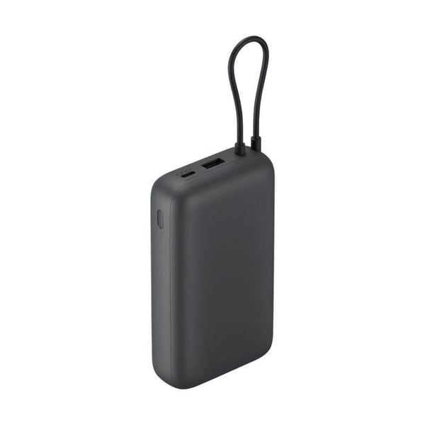 XIAOMI Power Bank 20000mAh (Integrerad kabel) Mörkgrå - Extern batteri - Stort kapacitet - Inbyggd strömkabel