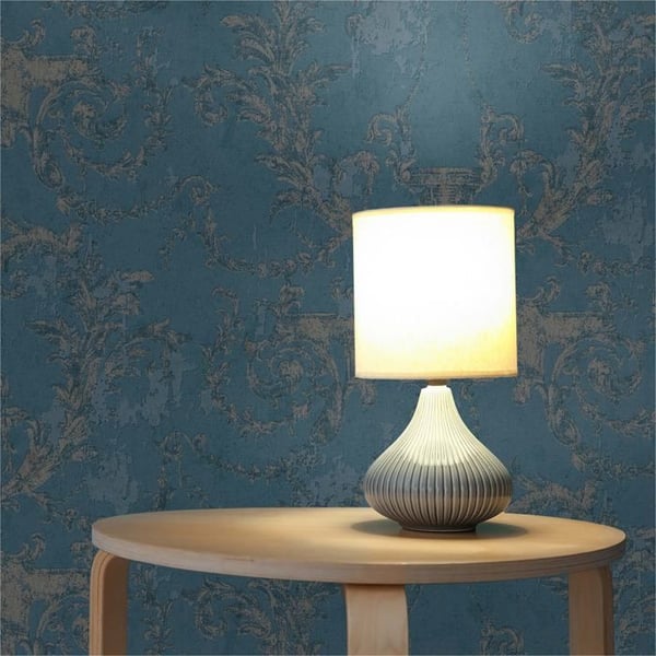 Barocktapet Giulia M1-No.492 Blå Silver Barock med ornamenter