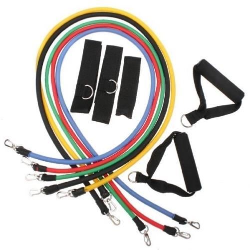 Set med 11 motståndsdelar för träning Fitness Gym Yoga Abs eller Pilates Band Set