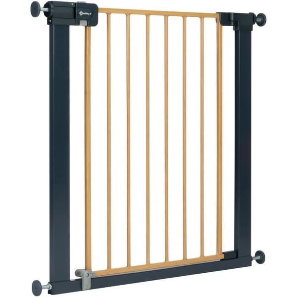 SÄKERHET 1:a Barnsäkerhetsgrind Easy Close träeffekt, 73-80 cm - tryck, utan skruvar eller borrning - (max. 136 cm)