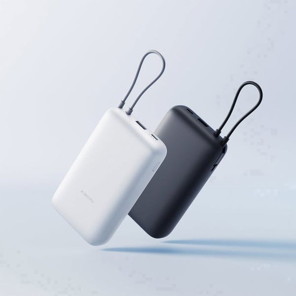 XIAOMI Power Bank 20000mAh (Integrerad kabel) Mörkgrå - Extern batteri - Stort kapacitet - Inbyggd strömkabel