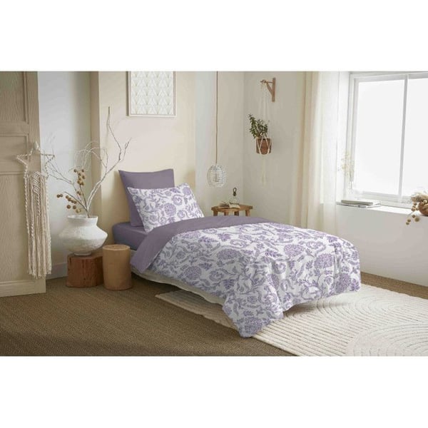 Komplett paket med reversibel täckesskydd "Vanessa" 4 delar för säng 90 x 190 Salma Lavendel