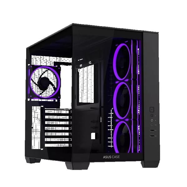 Asus A32 PLUS ATX chassi svart - 4 ARGB-fläktar, stöd för 360 mm radiator, GPU 420 mm