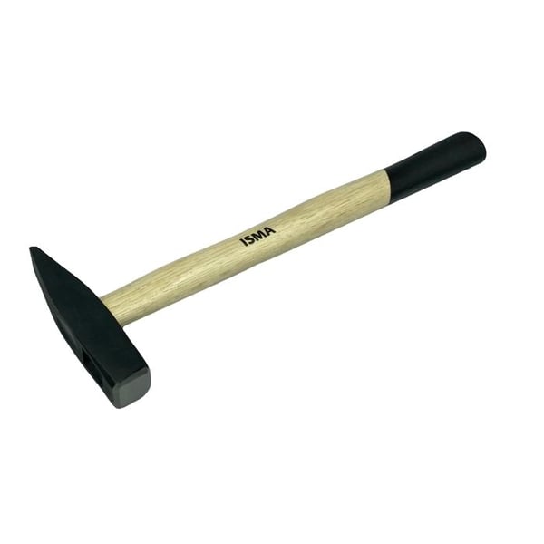 Låsmedshammare - ISMA - 200 g - Trähandtag - Total längd 280 mm - Huvud 91 mm - Höjd på huvudet 19 mm