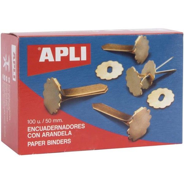 Parisenska klämmor - APLI - 50 Mm - Förpackning med 100 - Metalliska - Scrapbooking