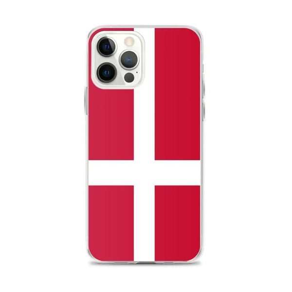 Mobilskal – Danmarks flagga – Kompatibel med iPhone 12 Pro Max –Mjuk fodral – Hållbar och stöttålig - Silikon - Pixelforma