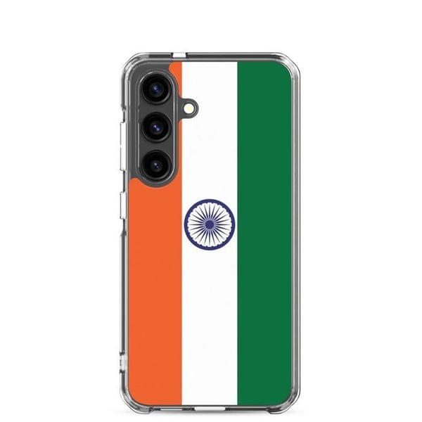 Telefonfodral – Indiens flagga – Kompatibel med Samsung Galaxy S24 Plus – Flexibelt fodral – Slitstarkt och stöttåligt – Pixelforma