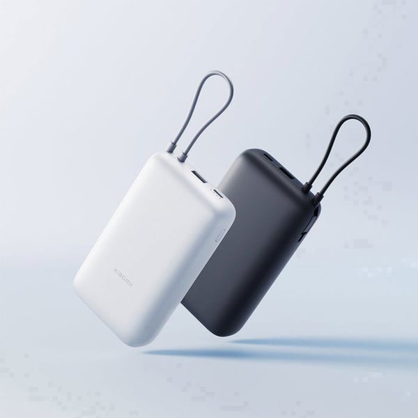 XIAOMI Power Bank 20000mAh (Integrerad kabel) Ljusgrå - Extern batteri - Stort kapacitet - Inbyggd strömkabel