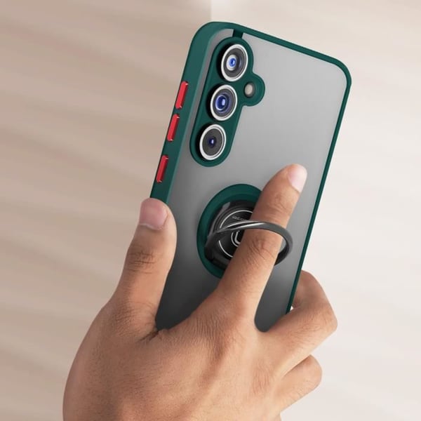 AVIZAR hårt fodral till Samsung Galaxy A55 - Mörkgrön - Metallringstödfunktion