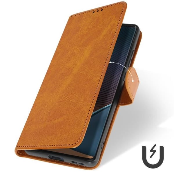 Fodral till Motorola Edge 50 Fusion Handledsrem Flip Wallet Stand Ljusbrun