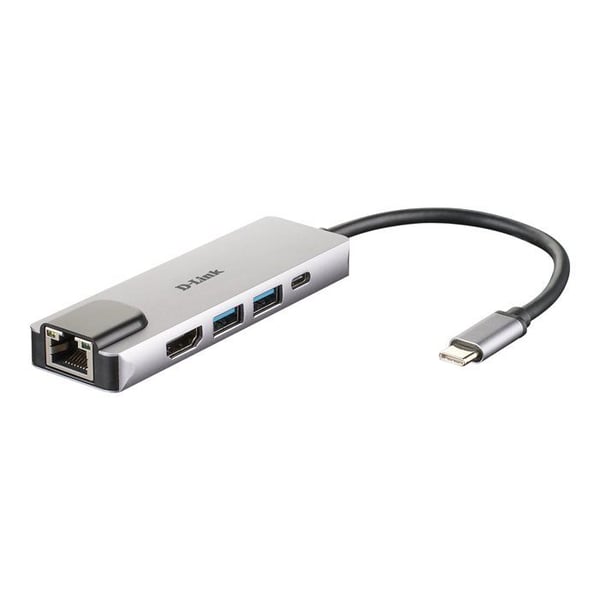 USB-C-hubb 5-i-1 - D-Link - DUB-M520 - HDMI 4K - Laddning 60W - Grå aluminium