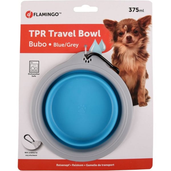 Transportskål BUBO 375 ml för hund färg blå/grå - Flamingo