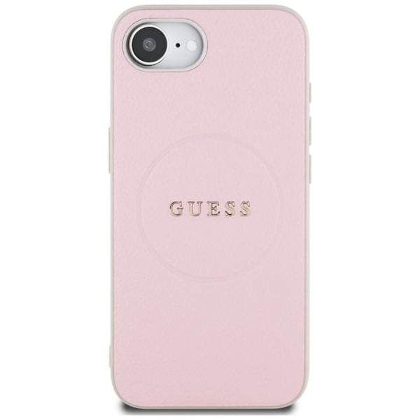 Coque Guess Grained Gold Ring MagSafe til iPhone 16e - Pink