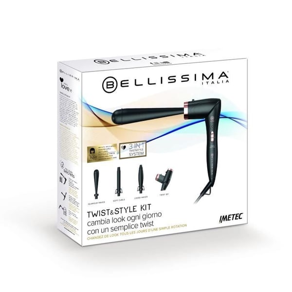 Styler - BELLISSIMA - Twist & Styl Kit - Sort - Temperatur 190°C - Rotation til styling