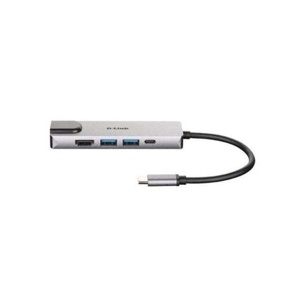 USB-C-hubb 5-i-1 - D-Link - DUB-M520 - HDMI 4K - Laddning 60W - Grå aluminium