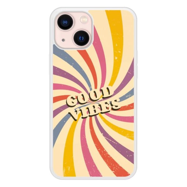 Coque i silikon med förstärkning, tryckt, kompatibel med Apple iPhone 13 Mini Good vibes