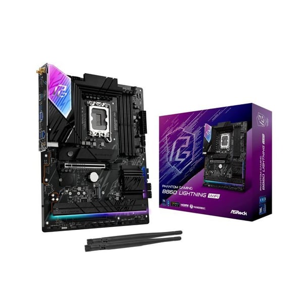 Moderkort - ASROCK - Phantom Gaming B860 Lightning - Inbyggt WiFi - Socket Intel LGA 1851 - ATX