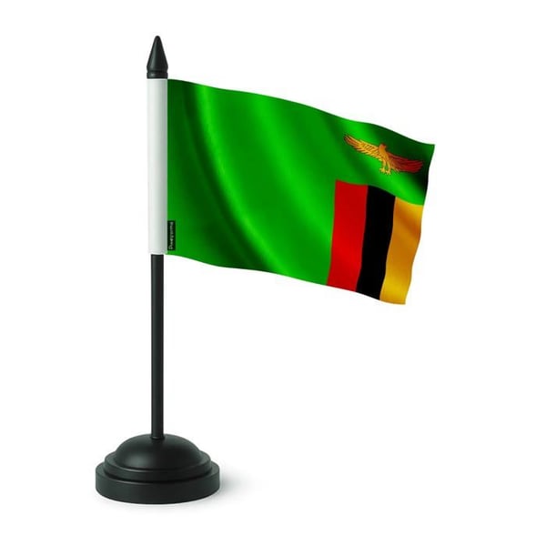 Zambia Bordflagga – 14 x 21 cm – Polyester – Svart Plastfot – Pixelforma