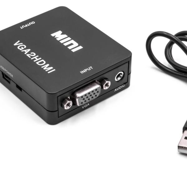 Sovitin - vhbw - VGA:sta HDMI:iin - Full HD - Plug & Play - Musta