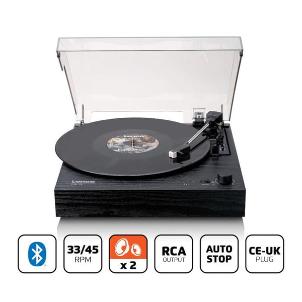 Platina Vinyl - LENCO - LS-15BK - Bluetooth - 2 Högtalare - Mikrofon AT3600L