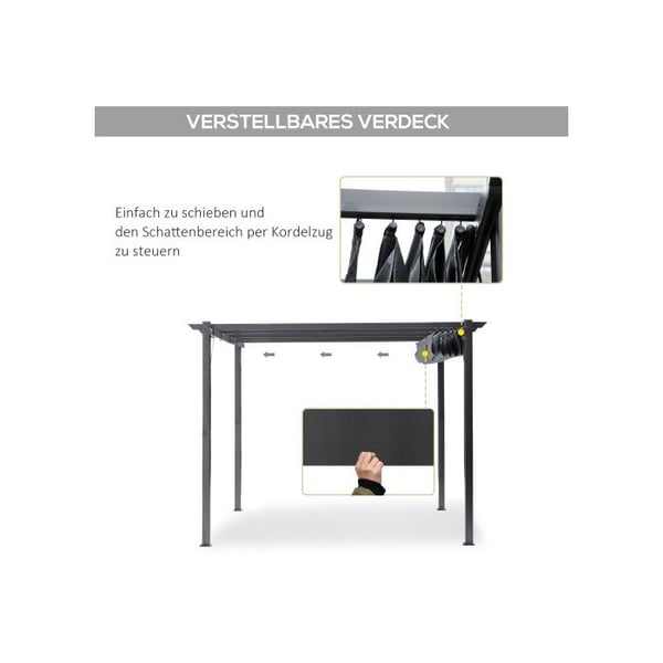 Pergola - MUVOE - Skydække - Aluminium - Solbeskyttelse - 3x3m